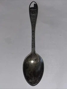 Vereinte Nationen Sterlingsilber Souvenir Löffel Vintage ausgeschnittener Griff 4,5 Zoll - Bild 1 von 7