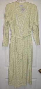 Villager LIZ CLAIBORNE Night Gown & Robe Set Size Small Green Yellow Rosebuds - Picture 1 of 17
