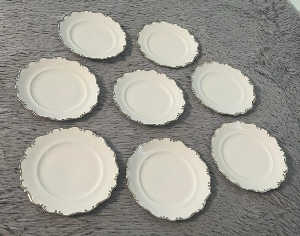 Schumann Arzberg Platinum Elegance Germany Porcelain Bread Plates Set of 8 - Image 1 of 4