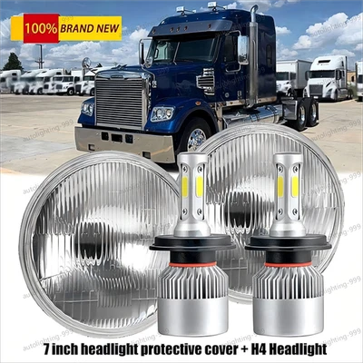For Freightliner Coronado 7'' Inch Round LED Headlight Bulbs High Low Beam - Image 1 of 4