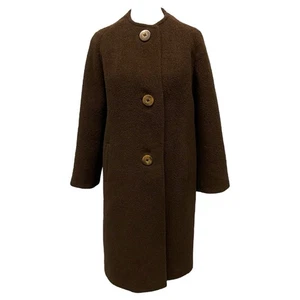 Vintage 50s Topas Steven’s Hockanum Chocolate Brown Wool Bouclé Coat Women’s Gr. M - Bild 1 von 15