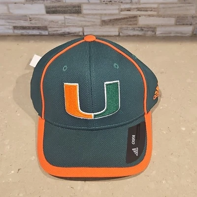 Adidas университета Майами ураганы регулируемый (крючок и петля) шляпа один размер новый с Ярлыками - Изображение 1 из 4
