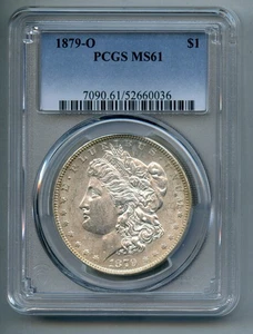 1879 O Morgan Silver Dollar PCGS MS 61 - Foto 1 di 4