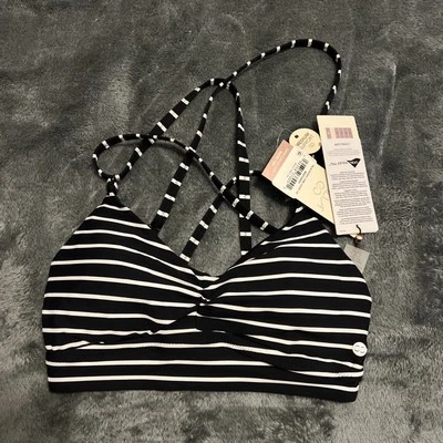 XS Calia Women's Runched Front Cross Back Racerback Top Stripe WSA23204PRT - Image 1 of 4