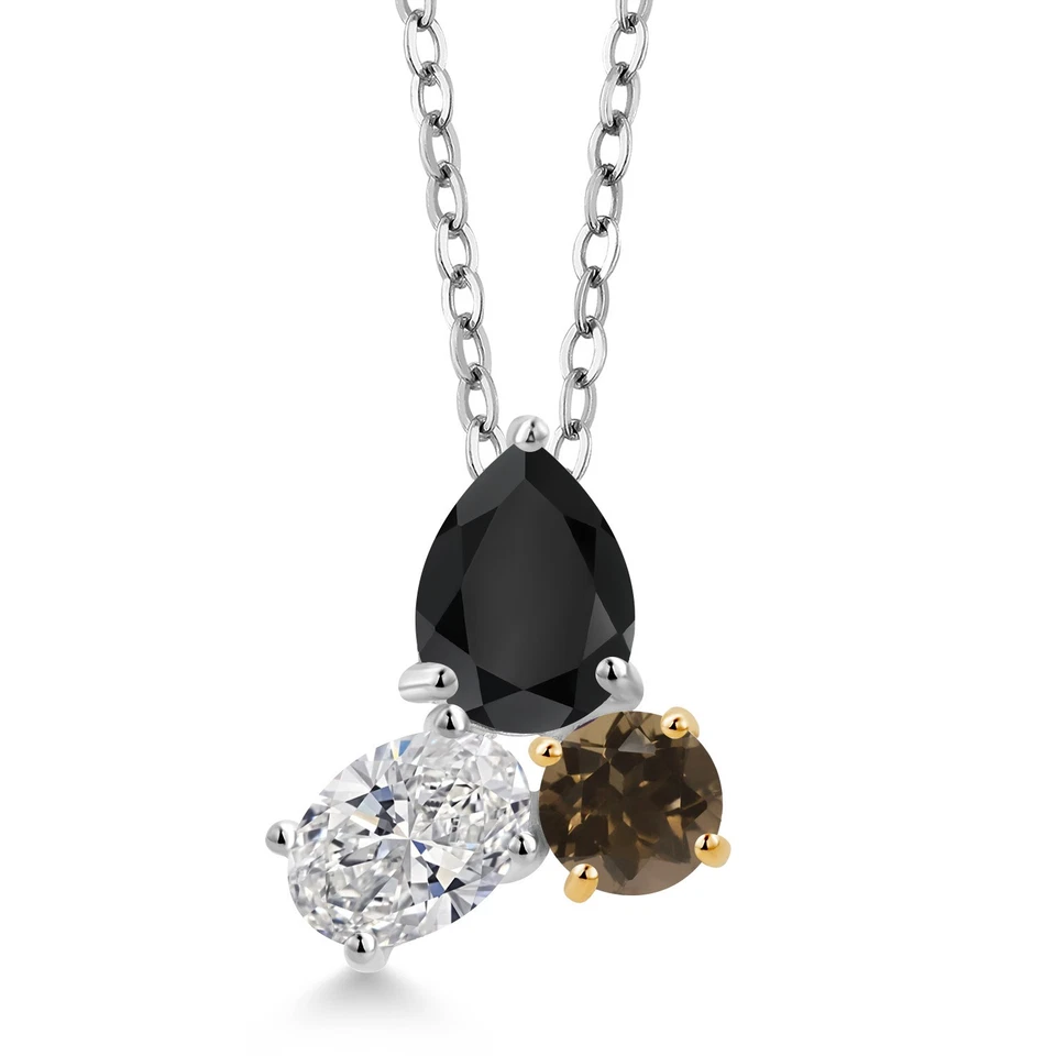Colgante con cadena de diamantes cultivados en laboratorio de ónix de 2,29 quilates y oro amarillo de 10 quilates Foto 1 de 4