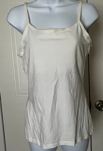 🌼 GRAND EVEREST WOMEN'S M WHITE TANK SLEEVELESS ADJUSTABLE STRAPS SHELF BRA - Picture 1 of 7
