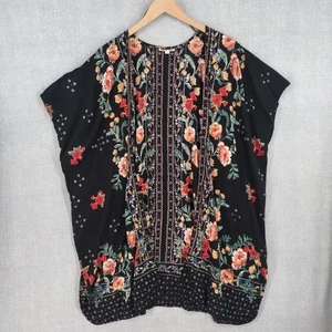 Gypsy Love Kimono Damen groß schwarz Blumen Boho Viskose Tunika Top Festival Indien - Bild 1 von 17
