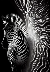 Leinwandbild Abstrakt Schwarz Weiß Zebra Wellen Wandbild Poster Druck - Bild 1 von 22