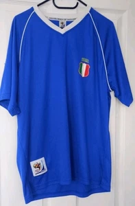Italy Vintage Football Shirt Mens XL Blue &White V Neck South Africa World Cup - Picture 1 of 8