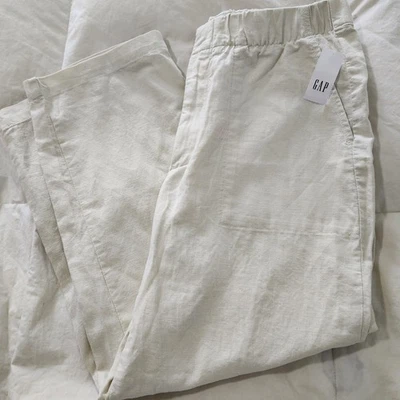 New Gap Pleated Linen Pant Size Petite Medium Off White Winter White - Image 1 of 4