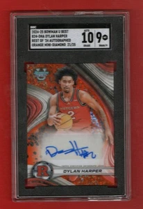 2024-25 Bowman Best U Dylan Harper Auto Orange Refractor Spurs 21/25 SGC 9 - Picture 1 of 2