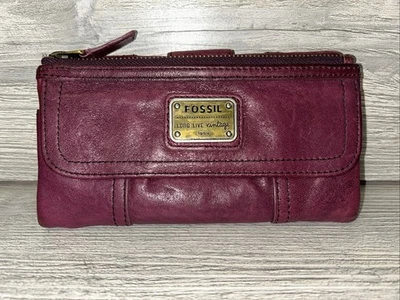 Cartera Fossil Mujer Cuero Berenjena Larga Vida Vintage 1954 (D5) Foto 1 de 4