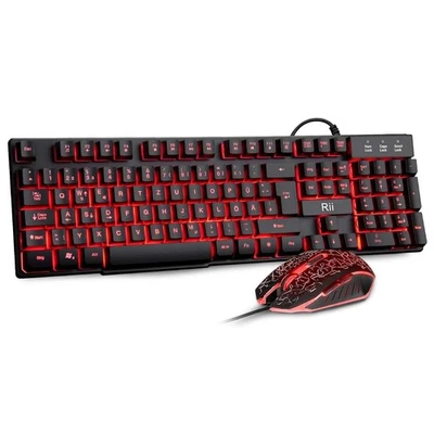 Rii Gaming Tastatur und Maus Set, 3 LED Hintergrundbeleuchtung, ideal für Gam... - Bild 1 von 4