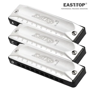 Easttop 10 Löcher Blues diatonische Mundorgel Mundharmonikas Set mit 3 Tasten A C G Geschenk - Bild 1 von 11