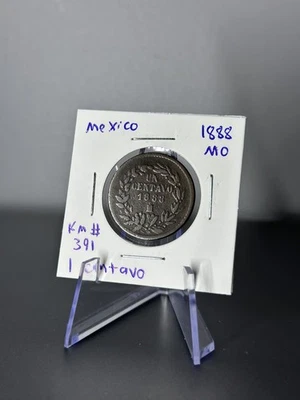 Moneda de 1 centavo de cobre México 1888 KM# 391 - Águila y serpiente Foto 1 de 2