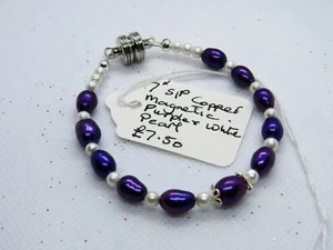 7" Pearl natural gemstone bracelet-magnetic clasp PA118 - Picture 1 of 2