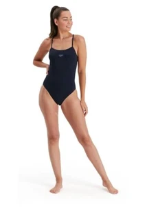 Speedo Women's Eco Endurance+ Thin strap Swimsuit One Piece Navy Blue UK 6/28 - Picture 1 of 3