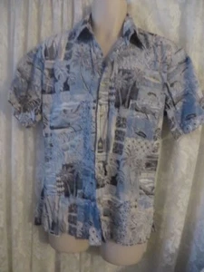 RJC Hawaiian Button From Shirt MEDIUM NEW Reverse Print Pocket Tropical Mosiac - Picture 1 of 2