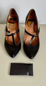 Classic Paul Smith Black Leather Soles Heels Mary Jane T Bar Shoes UK 5 EU 38 - Picture 1 of 6