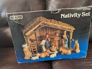 new Sears Christmas Nativity Set 11-Pieces & Original Box Trimshop porcelain art - Picture 1 of 5