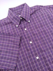 🇺🇸 Brooks Brothers Non-iron Button-down Shirt Size S 14.5 Purple Check