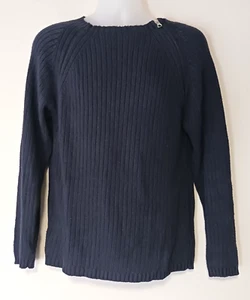VTG Italian Mens Knitted GAUDI Sweater Navy Blue Quarter zip Shoulder Size XL - Picture 1 of 6