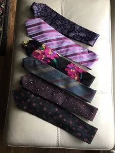 6 Vintage Ties Pink & Purple Tones Jones New York St. George Grahm & Lockwood - Picture 1 of 9