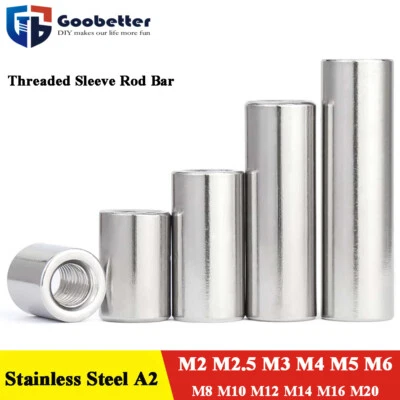 A2 Edelstahl Verbindungsmuffe Rund M2 M2.5 M3 M4 M5 -M20 Langmutter Gewindemuffe - Bild 1 von 4