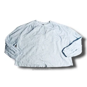 Camicetta Gap con bottoni davanti senza colletto ricamato top donna blu chiaro taglia XXL - Foto 1 di 8