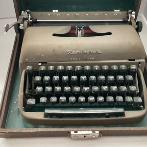 VTG 1950s Remington Travel-Riter Typewriter & Hard Travel Case - Picture 1 of 5