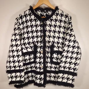 Coco + Carmen Women's XL Black & White Houndstooth Button Front Jacket - Picture 1 of 8