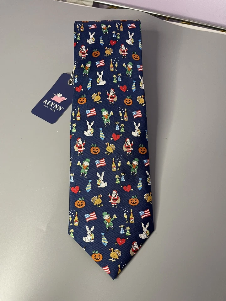 Галстук Alynn Iron Horse Fun Tie The Every Occasion новый с ценниками 100% шелк темно-синий - Изображение 1 из 4