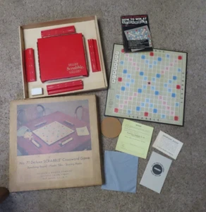 VINTAGE 1957 SCRABBLE BOARD GAME ROTATING SPINNING BOARD CROSSWORD Complete #71 - Picture 1 of 17