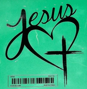 JESUS CHRIST CHRISTIAN BLACK JESUS HEART OLD RUGGED CROSS 5 inch DECAL STICKER - Picture 1 of 1