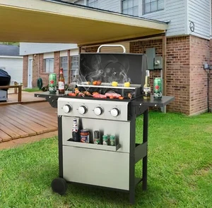 4-Burner Propane Gas BBQ Grill, Stainless Steel Outdoor Backyard Patio 34200BTU - Picture 1 of 9