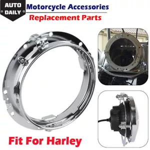 Soporte de montaje de anillo de ajuste de faros LED cromados de 7" apto para Harley Street Glide, - Imagen 1 de 9