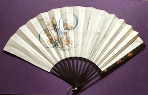 Antique Painted Hand Fan - Picture 1 of 8