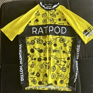 Black Bottoms Cycling Jersey Mens 3XL XXXL Yellow Black RATPOD Full Zip Bike - Picture 1 of 6