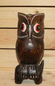 Vintage hand carving wood owl figurine - Picture 1 of 10