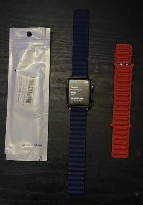 Apple Watch Series 3 A1861 42mm Cellular Space Gray W/ 2 Magnetic Bands Red/blu - Image 1 of 4