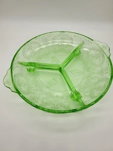 Uranium Glass 7 Inch Vintage Divided Dish - Picture 1 of 4