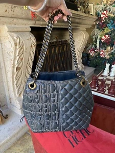 Carolina Herrera Embossed CH Monogram Quilted Shoulder Handbag - Picture 1 of 8