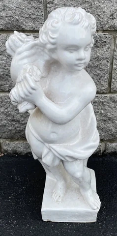 Vintage Italian 4 Seasons Glazed Terracotta Garden Statue Fall/Harvest 23” X 9” Cover