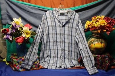 Alfani Adult Blue Plaid Button Down Dress Shirt Size X-Large casual western work - Image 1 of 4