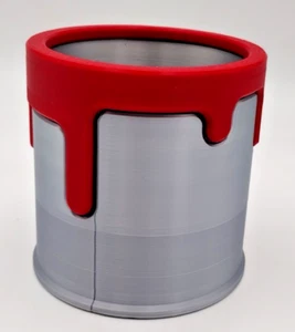 Handmade U SA Red Dripping Paint Bucket Pencil Brush Holder Art Class Teacher - Picture 1 of 3