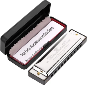 Harmonica Key of C 10 Hole 20 Tone Diatonic Harmonica C with Case - Picture 1 of 8