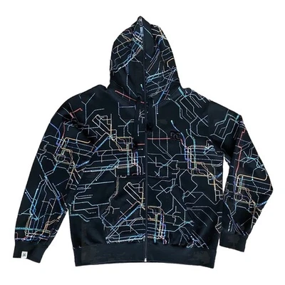 DC Shoes Spec Op Subway Map All Over Print Full Zip Hoodie Men’s Large Y2K Skate - Image 1 of 4