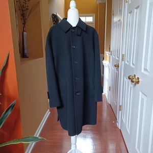 Jacob Siegel Nordstrom Over Coat Mens 42S Black Wool Cashmere Blend Italy - Picture 1 of 22