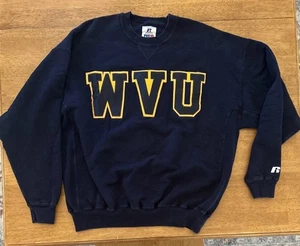 Sudadera vintage WVU West Virginia Russell Athletic Pro10 azul universitario XXL - Imagen 1 de 6