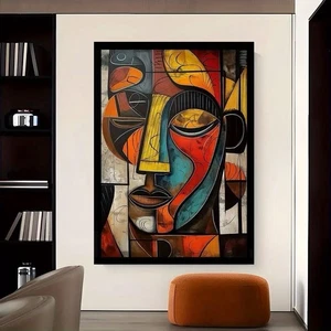 Abstract Cubist Face Framed Canvas Wall Art Picture Picasso Large 60cm x 40cm - Picture 1 of 5